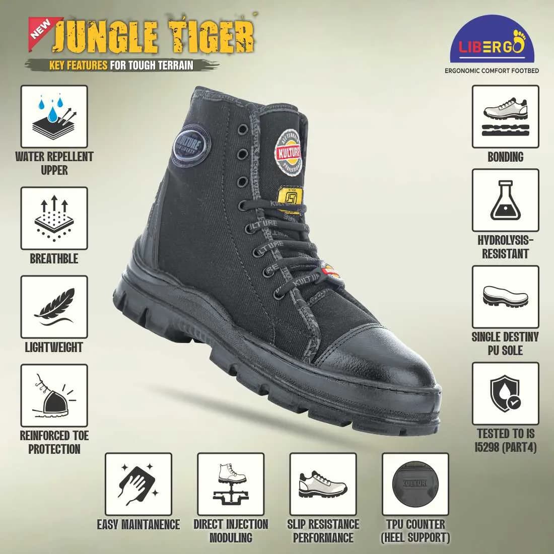 Jungle Tiger Canvas Tactical Boot — Black — feature 2